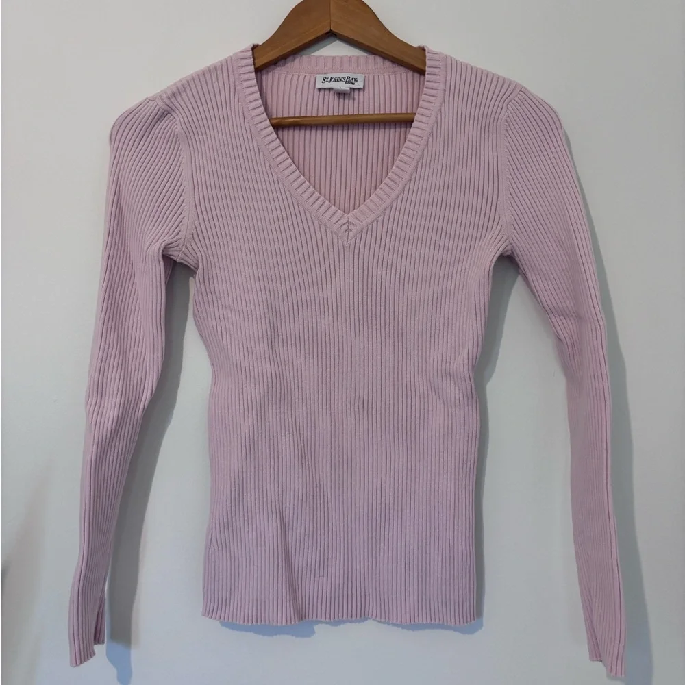 St John’s bay cotton blend sweater vneck light pink